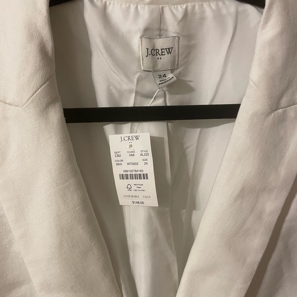 NWT J Crew White Linen Blazer Size 24W - Picture 3 of 5